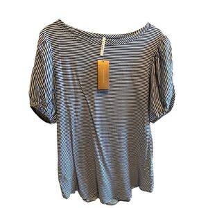 Francesca’s Miami Stripe Nautical Short Sleeve Top Sz Large